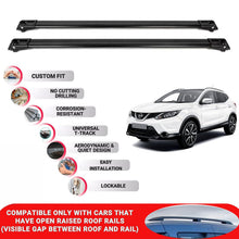 Roof Rack Cross Bars for Nissan Qashqai J11 2014-2021 Lockable Roof Bars 2 Pcs Black