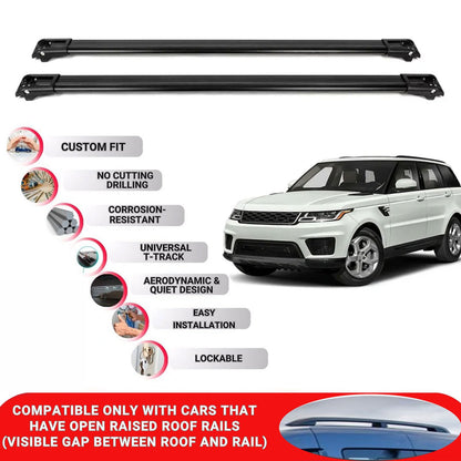 Roof Rack Cross Bars for Land Rover Range Rover Sport 2014-2022 Lockable 2 Pcs Black