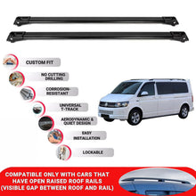 Roof Rack Cross Bars for Vw Transporter T6-T6.1 2015+ Lockable Roof Bars 2 Pcs Black