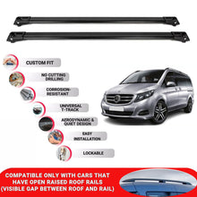 Roof Rack Cross Bars for Mercedes V-Class W447 Mpv 2015-2025 Lockable 2 Pcs Black