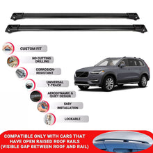 Roof Rack Cross Bars for Volvo XC90 2015-2021 Lockable Roof Bars 2 Pcs Black