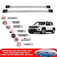 Roof Rack Cross Bars for Jeep Renegade 2015+ Lockable Roof Bars 2 Pcs Grey
