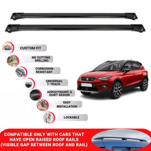 Roof Rack Cross Bars for Seat Arona 2018 Onwards Lockable Roof Bars 2 Pcs Black