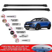 Roof Rack Cross Bars for Vw T-Roc 2018+ Lockable Roof Bars 2 Pcs Black