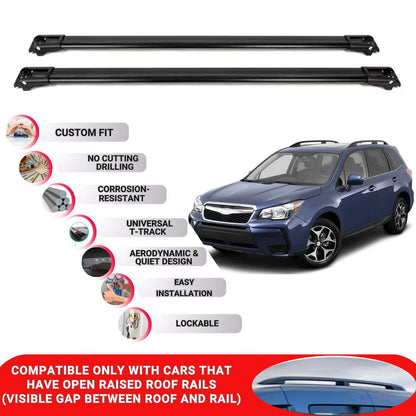 Roof Rack Cross Bars for Subaru Forester 2019-2024 Lockable Bars 2 Pcs Black