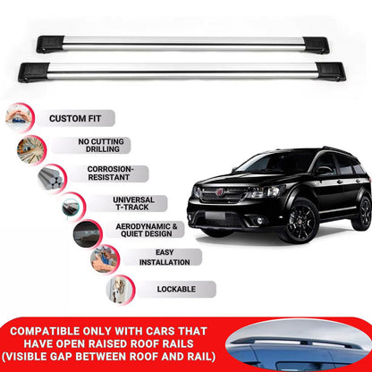 Roof Rack Cross Bars for Fiat Freemont 2012-2015 Lockable Roof Bars 2 Pcs Grey