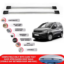 Roof Rack Cross Bars for Peugeot Rifter 2019-2022 Lockable Roof Bars 2 Pcs Grey