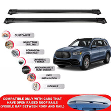 Roof Rack Cross Bars for Mercedes Gls X167 2020+ Lockable Roof Bars 2 Pcs Black