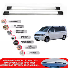 Roof Rack Cross Bars for Vw Caravelle T6-T6.1 2015-2024 Lockable 2 Pcs Grey