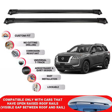 Roof Rack Cross Bars for Nissan Pathfinder 2021+ Lockable Roof Bars 2 Pcs Black