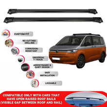 Roof Rack Cross Bars for Vw Multivan (T7) 2022+ Lockable Roof Bars 2 Pcs Black