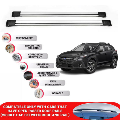 Roof Rack Cross Bars for Subaru Crosstrek 2023+ Lockable Roof Bars 2 Pcs Grey
