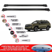 Roof Rack Cross Bars for Subaru Foroster 2024+ Lockable Roof Bars 2 Pcs Black