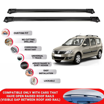 Roof Rack Cross Bars for Dacia Logan 2007-2012 Lockable Roof Bars 2 Pcs Black