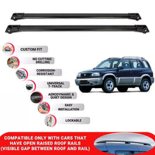 Roof Rack Cross Bars for Suzuki Grand Vitara 1998-2004 Lockable Bars 2 Pcs Black