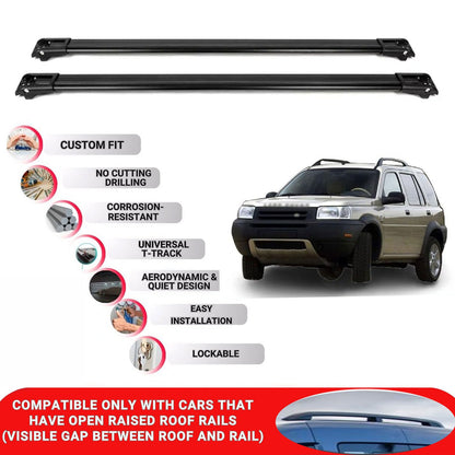 Roof Rack Cross Bars for Land Rover Freelander 1 1998-2006 Lockable 2 Pcs Black
