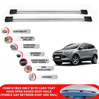 Roof Rack Cross Bars for Ford Kuga OEM 2012-2020 Lockable Roof Bars 2 Pcs Grey