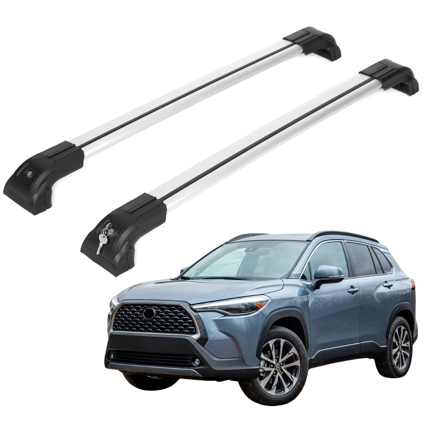 Roof Bars for Toyota Corolla Cross 2022 Onwards – Lockable, Heavy Duty 2 Pcs Grey