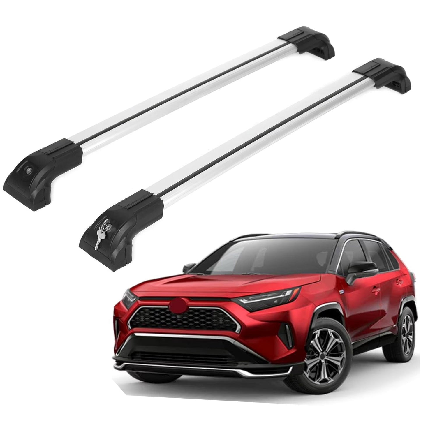 Roof Bars for Toyota RAV4 2019 Onwards – Lockable, Heavy Duty 2 Pcs Grey