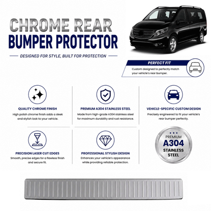 Chrome Rear Bumper Protector for Mercedes Vito W447 2014 Onwards, Sill Guard - image 2