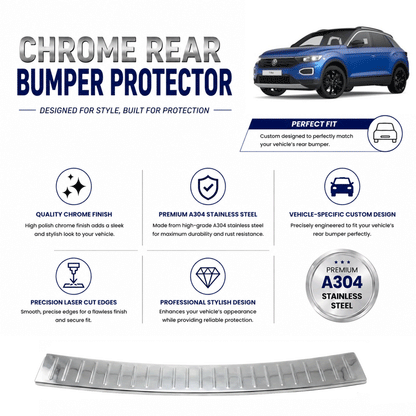 Chrome Rear Bumper Protector for Vw T-Roc 2017 Onwards, Sill Guard - image 2