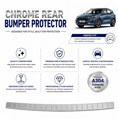 Chrome Rear Bumper Protector for Kuga Mk3 2020 Onwards, Sill Guard - image 2