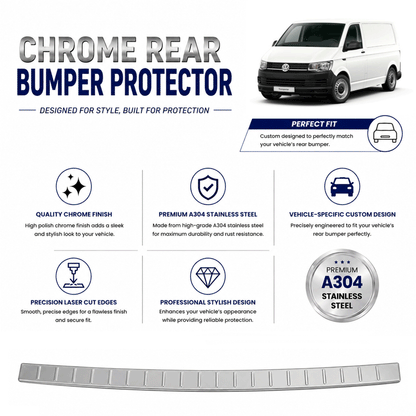 Chrome Rear Bumper Protector for Vw T6 Transporter 2015-2022, Sill Guard - image 2