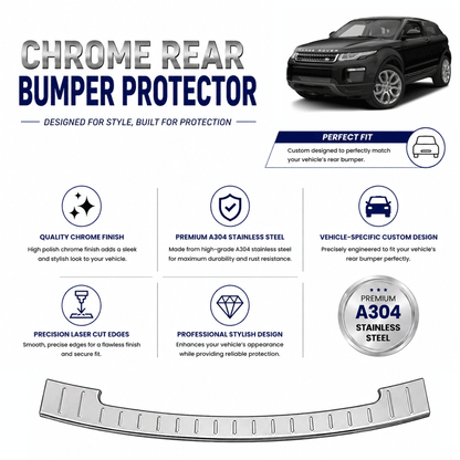 Chrome Rear Bumper Protector for Range Rover Evoque 2011-2018, Sill Guard - image 2