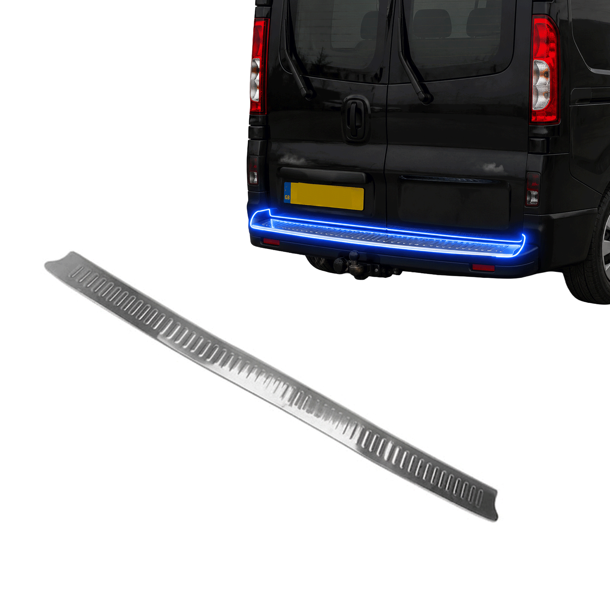 Chrome Rear Bumper Protector for Vauxhall Opel Vivaro 2001-2014, Sill Guard