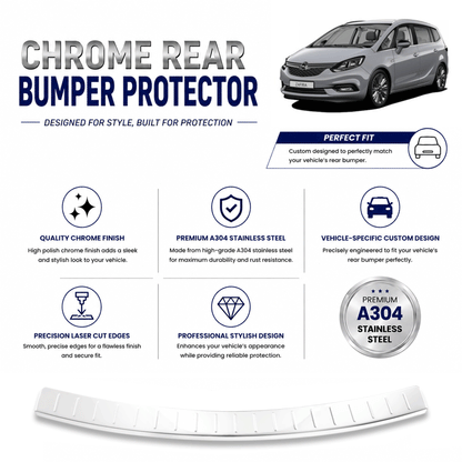Chrome Rear Bumper Protector for Vauxhall Zafira C Tourer 2011-2019, Sill Guard - image 2