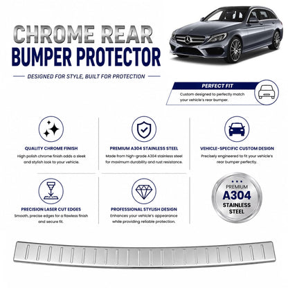 Chrome Rear Bumper Protector for Mercedes C-Class S205 Estate 2014-21 Sill Guard - image 2