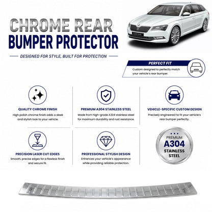 Chrome Rear Bumper Protector for Skoda Superb 2015-2018, Sill Guard - image 2