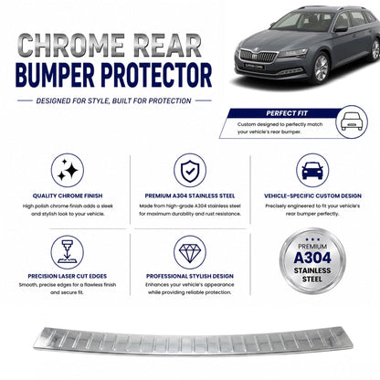 Chrome Rear Bumper Protector for Skoda Superb 2019 Onwards, Sill Guard - image 2