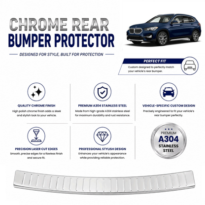 Chrome Rear Bumper Protector for Bmw X1 (F48) 2015-2022, Sill Guard - image 2