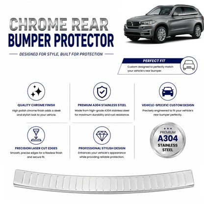 Chrome Rear Bumper Protector for Bmw X5 (F15) 2014-2018, Sill Guard - image 2