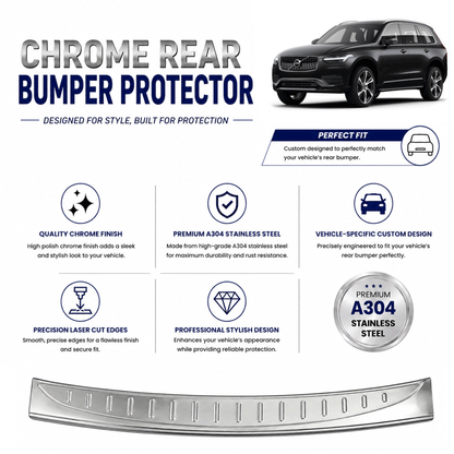 Chrome Rear Bumper Protector for Volvo Xc90 2016 Onwards, Sill Guard - image 2