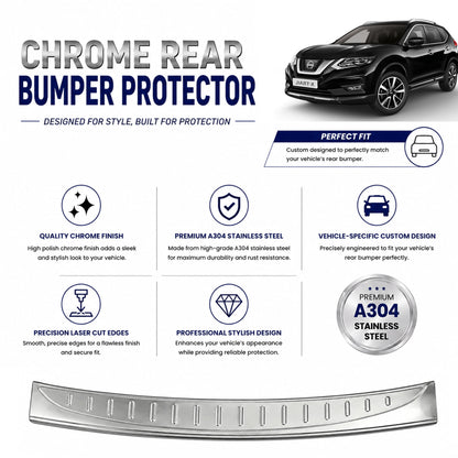 Chrome Rear Bumper Protector for Nissan X-Trail & Rogue 2017-2020, Sill Guard - image 2