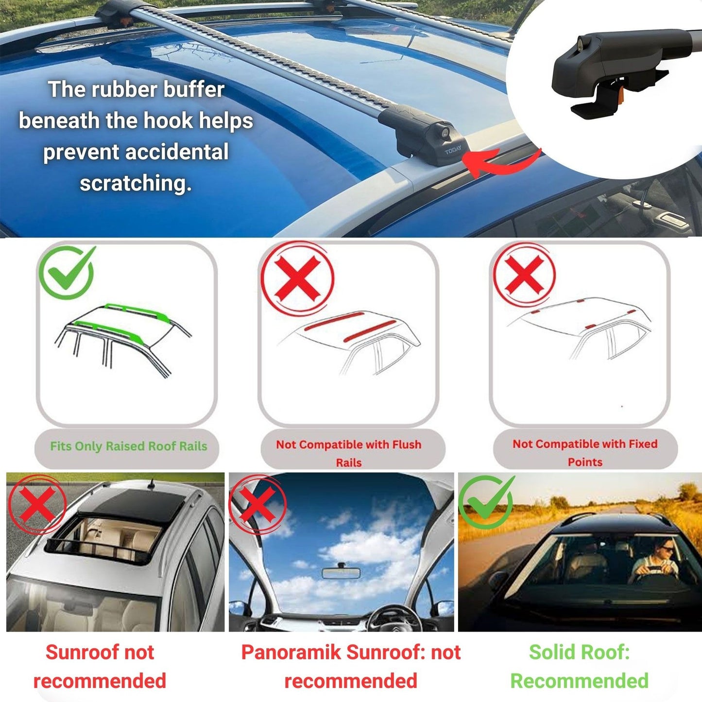 Roof Bar for Vw Tiguan Allspace 2018+ Lockable Roof Rack Cross Bars 2 Pcs Grey