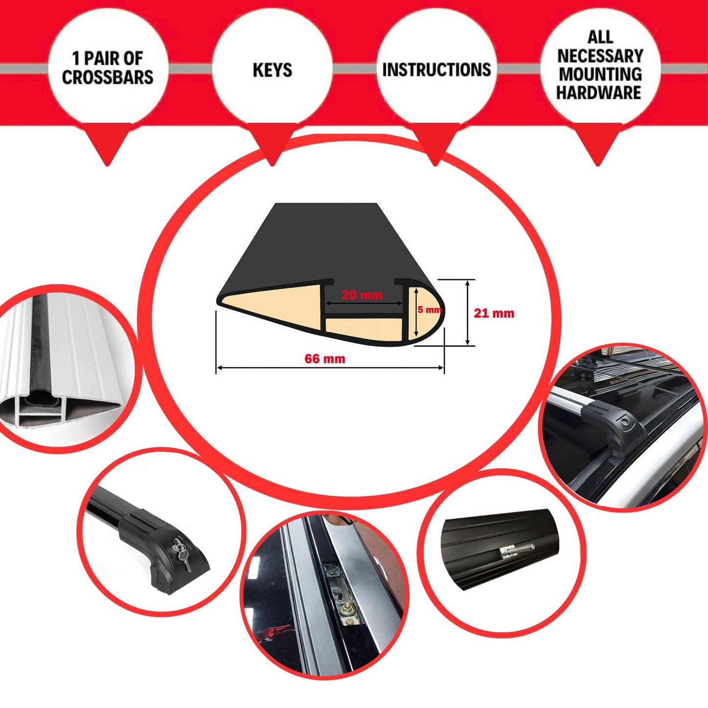 Roof Bars for Toyota RAV4 2019 Onwards – Lockable, Heavy Duty 2 Pcs Black - Image 7