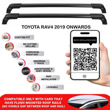 Roof Bars for Toyota RAV4 2019 Onwards – Lockable, Heavy Duty 2 Pcs Black - Image 2