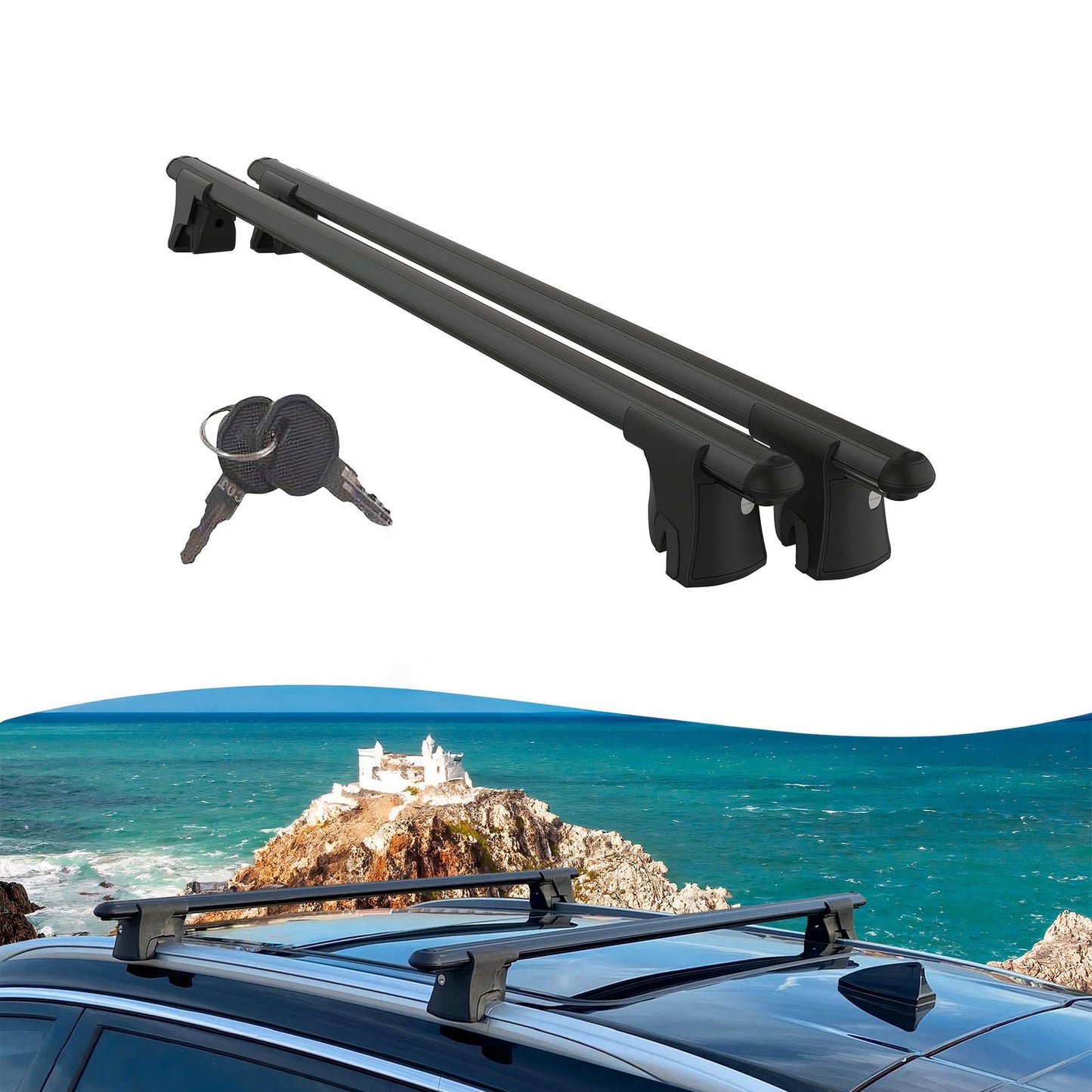 Premium Roof Bars for Volvo V60 2019-2023 Lockable Roof Rack Cross Bars 2 Pcs Black