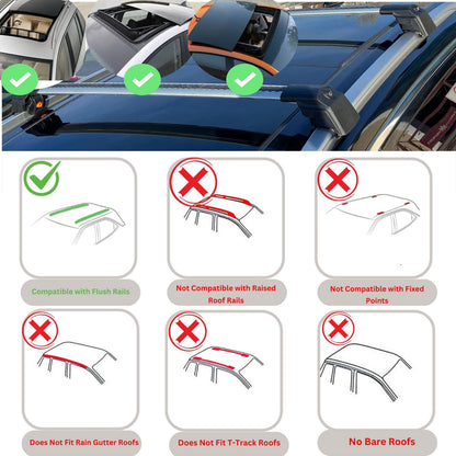 Roof Bars Rack for Chevrolet Suburban 2015-2020 Lockable Rail Carrier 2 Pcs Grey