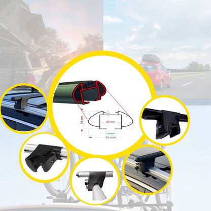 Lockable Car Roof Rack Cross Bars for Mercedes Vito W638/W639 2003-2014 4Pcs BLK