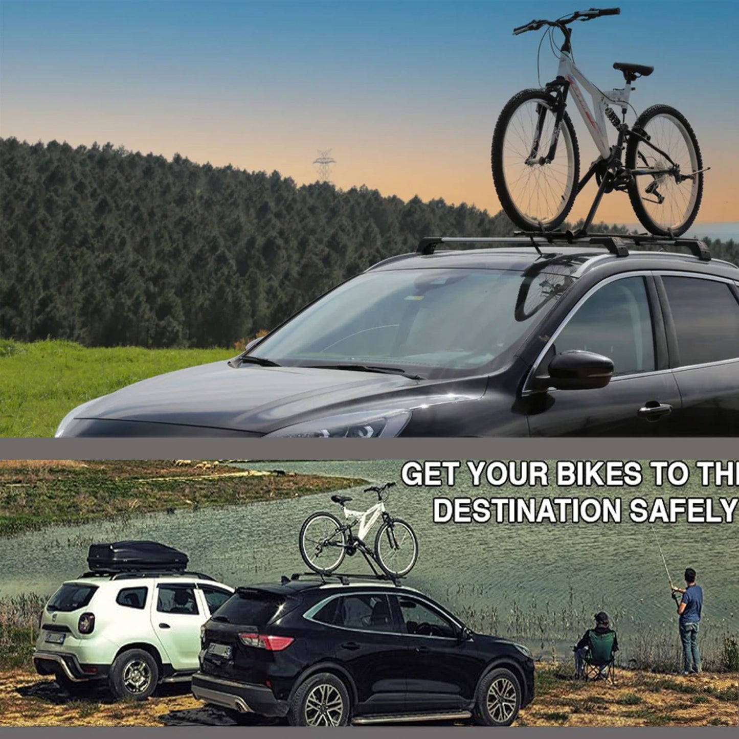Universal Lockable Car Bike Rack Roof-Mounted Bike Carrier For 1 Bicycle Grey