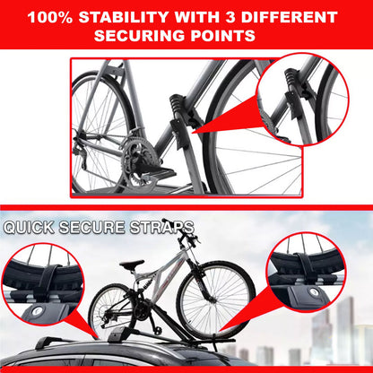 Universal Lockable Car Bike Rack Roof-Mounted Bike Carrier For 1 Bicycle Grey