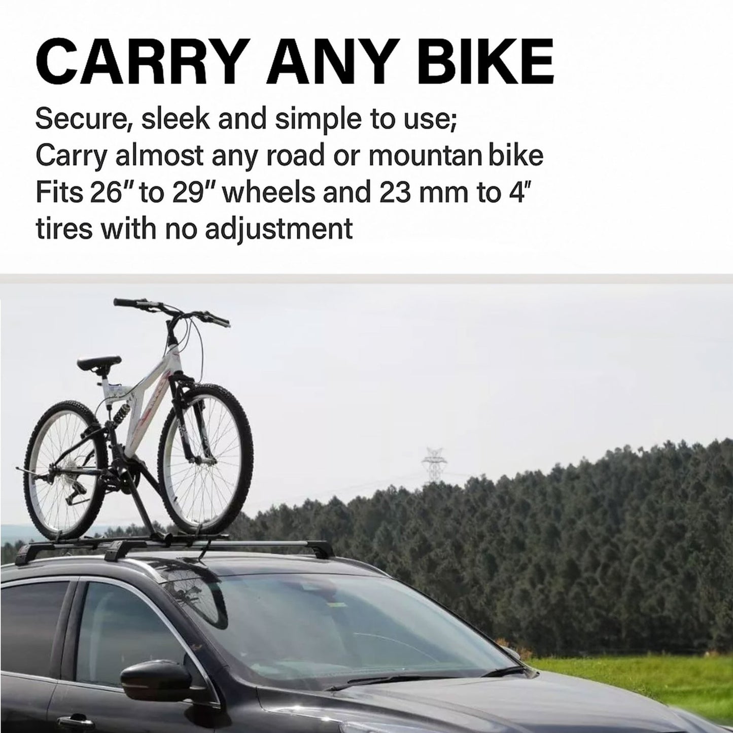 Universal Lockable Car Bike Rack Roof-Mounted Bike Carrier For 1 Bicycle Black