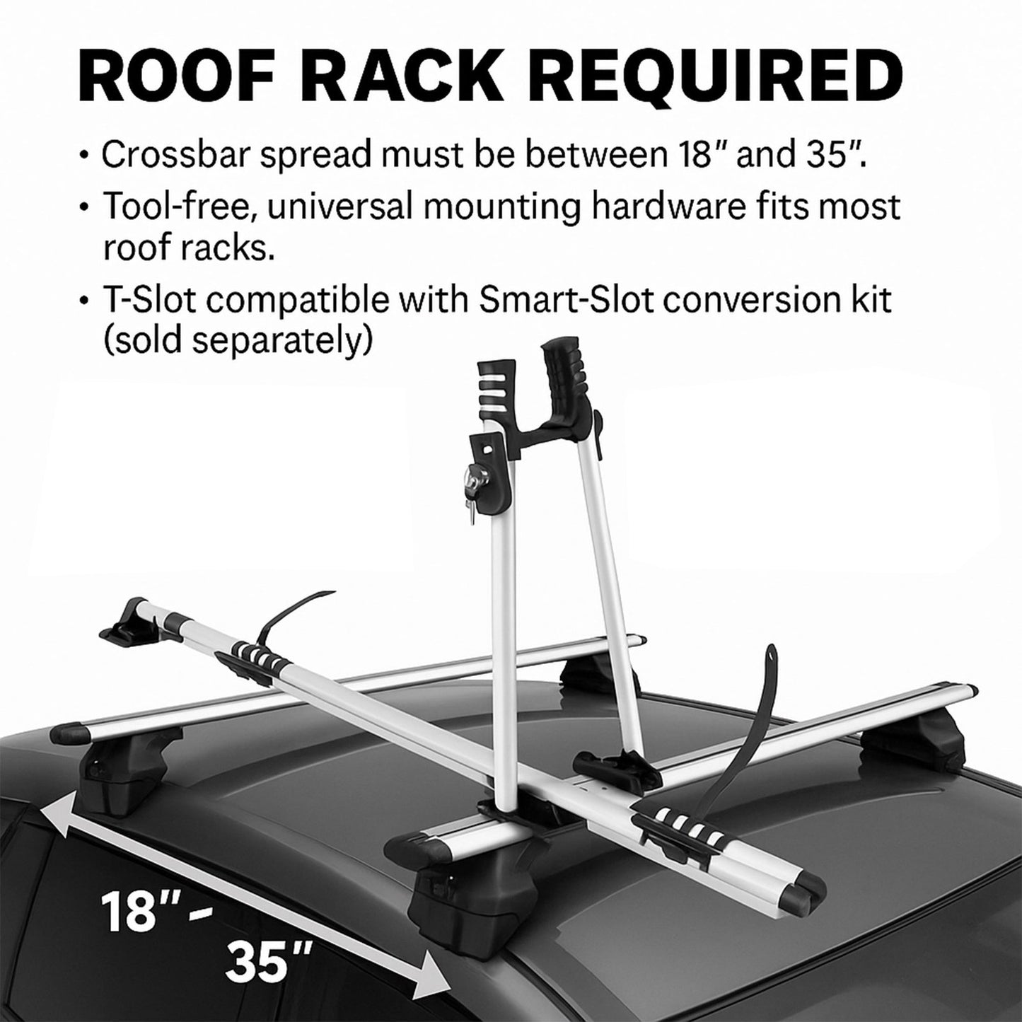 Universal Lockable Car Bike Rack Roof-Mounted Bike Carrier For 1 Bicycle Grey