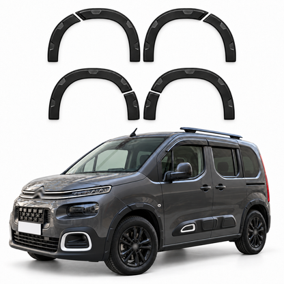 8-piece wheel arch trim set with illustrative Citroen Berlingo installation