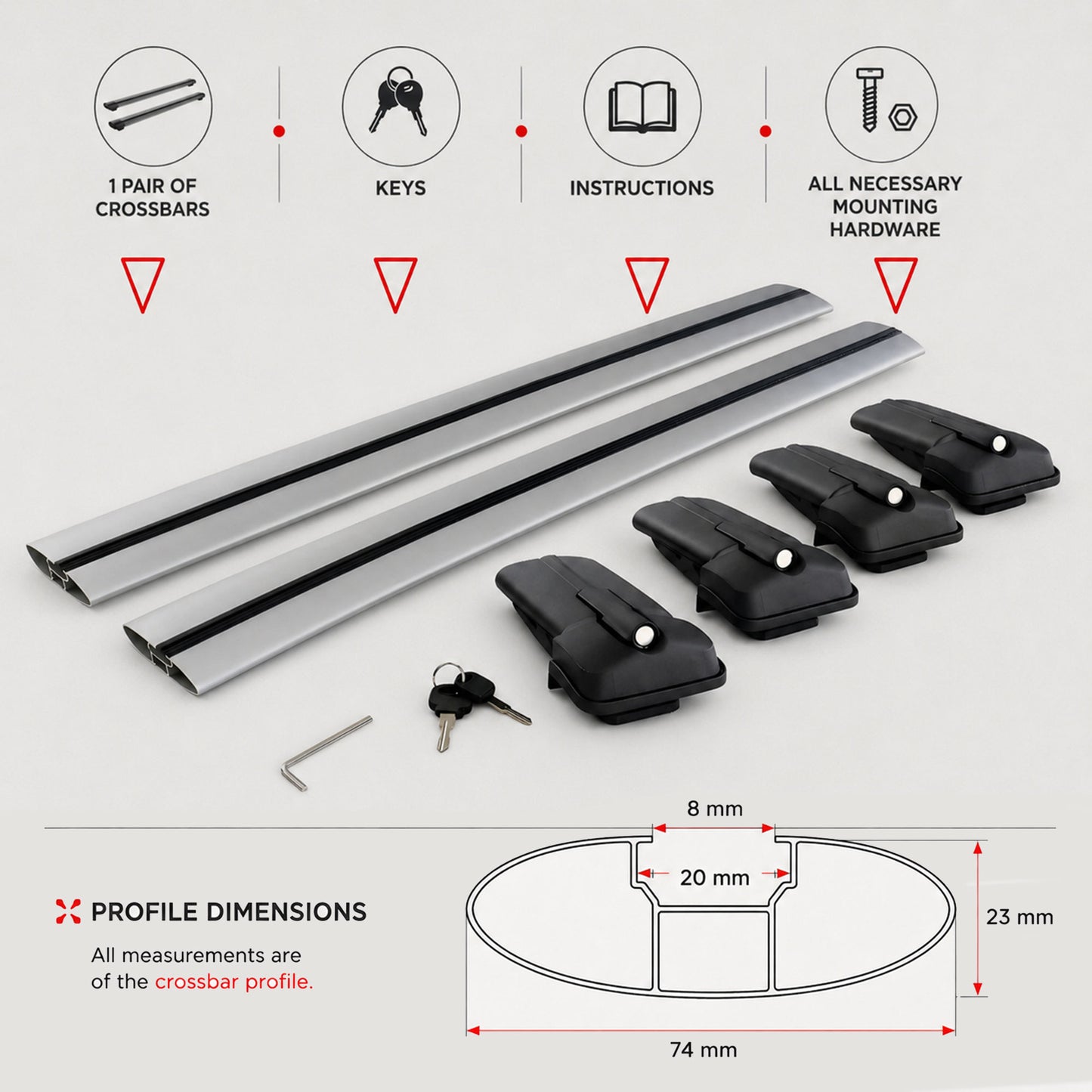 2X Roof Bars for Volvo Xc90 Momentum 2015-2018 Lockable Roof Rack Cross Bar Grey - image 7