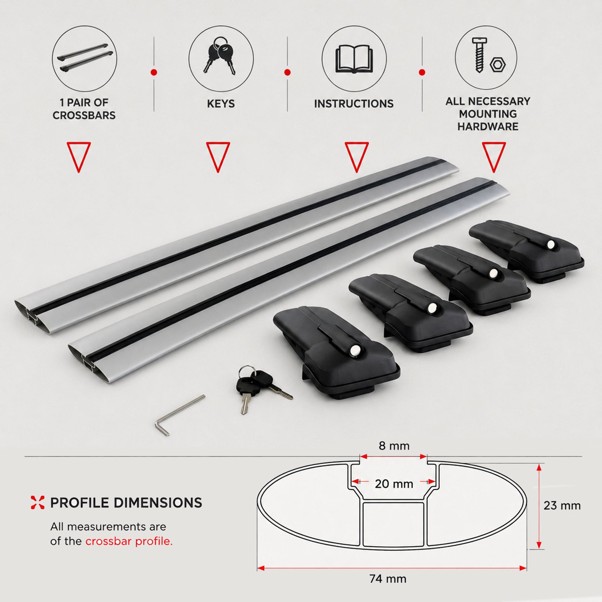 2X Roof Bars for Volvo Xc90 Momentum 2015-2018 Lockable Roof Rack Cross Bar Grey - image 7